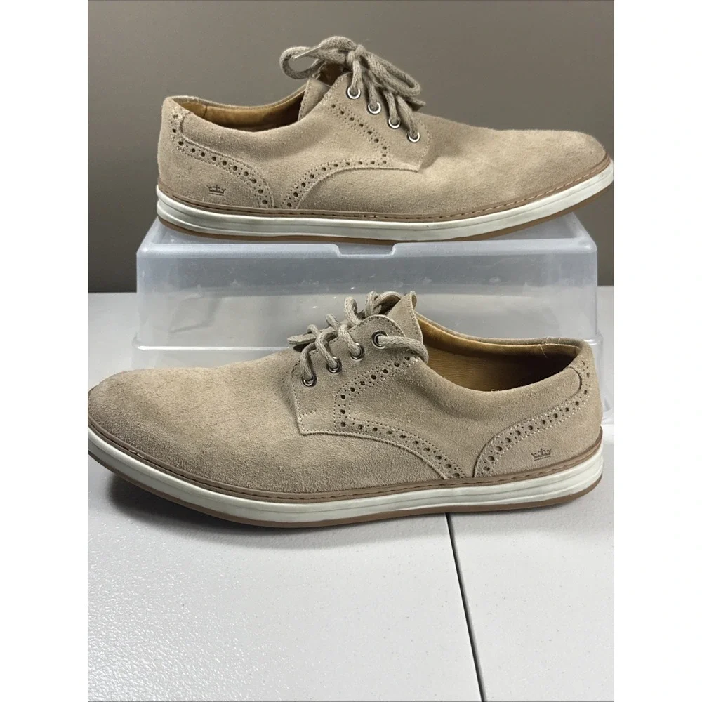 Peter Millar Plain Toe Derby Tan Suede Leather Oxford Shoes Mens Size 10 MS18F15